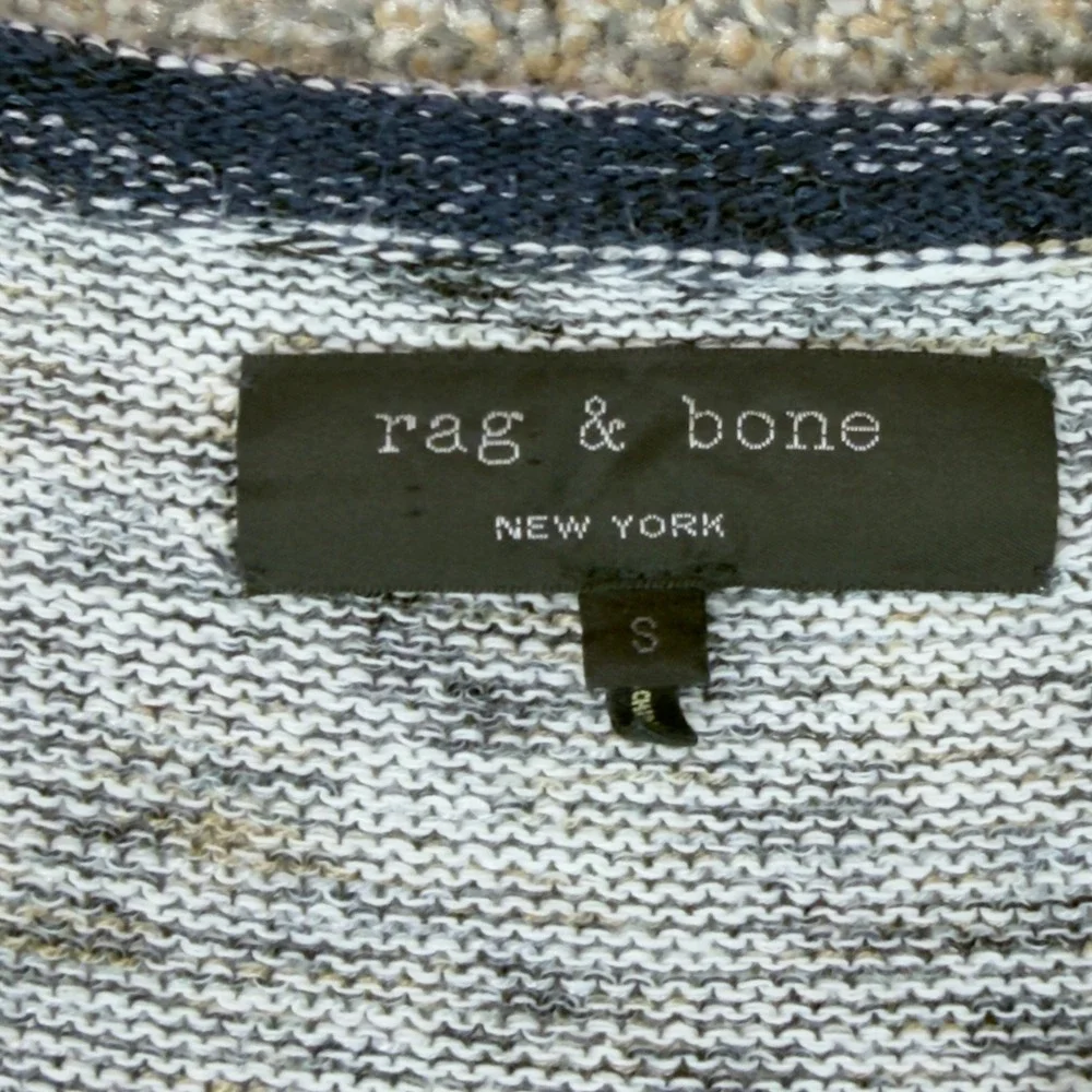 Rag & Bone New York Sweater Womens S V-Neck Marled‎ Knit Gray Navy Lightweight